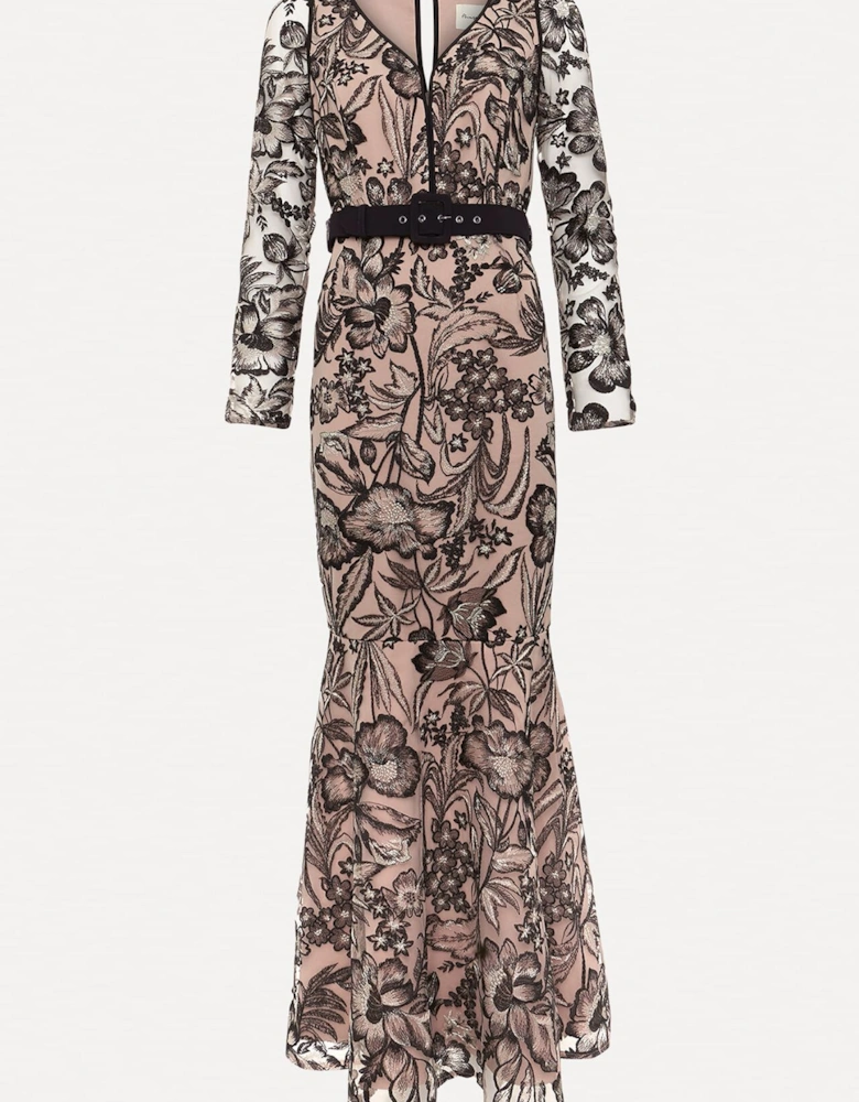 Nola V-Neck Embroidered Maxi Dress