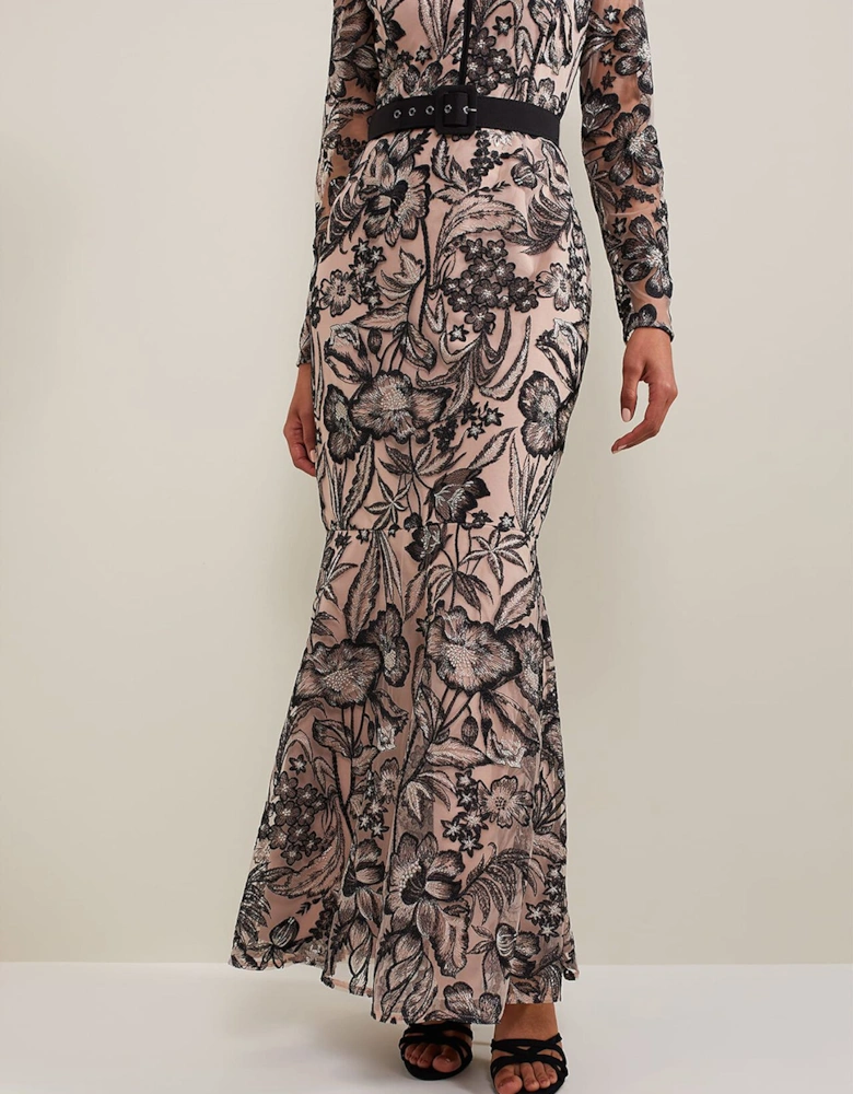 Nola V-Neck Embroidered Maxi Dress