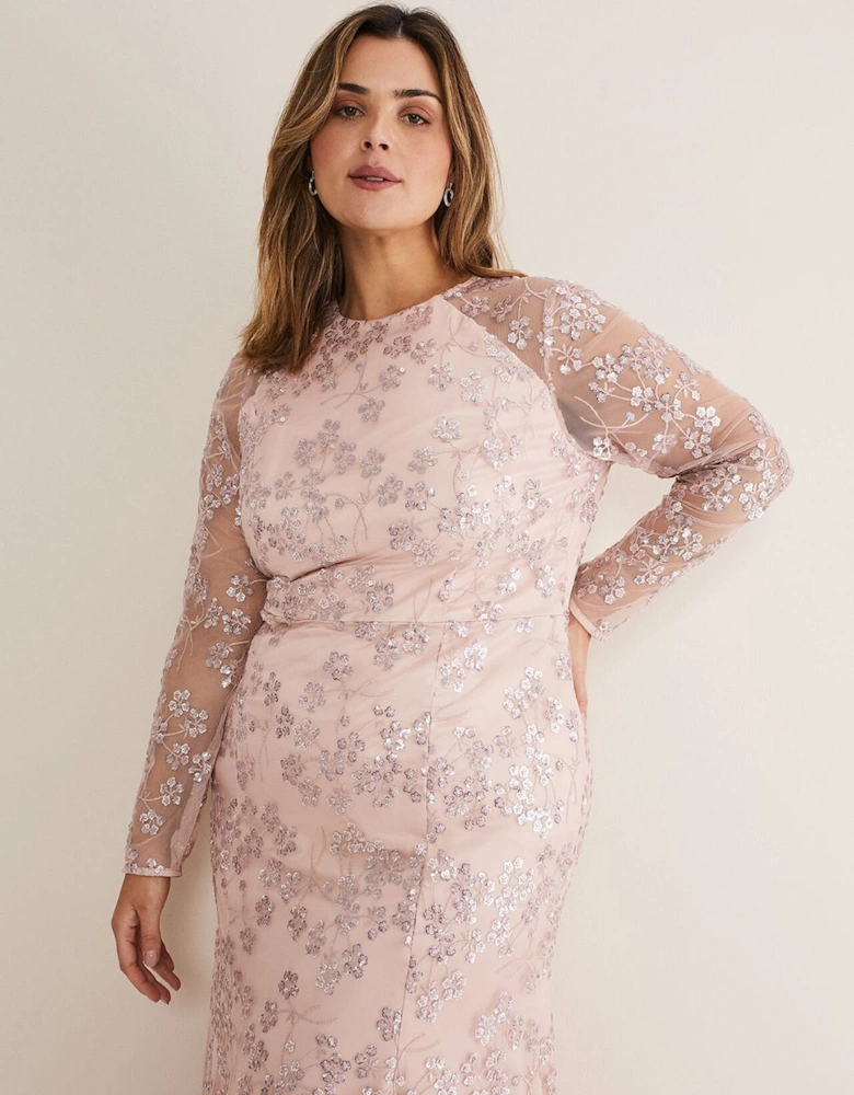 Natalya Sequin Floral Maxi Dress