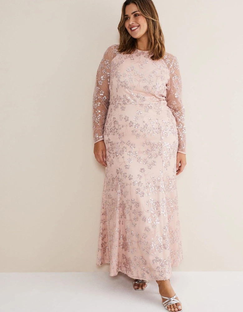 Natalya Sequin Floral Maxi Dress