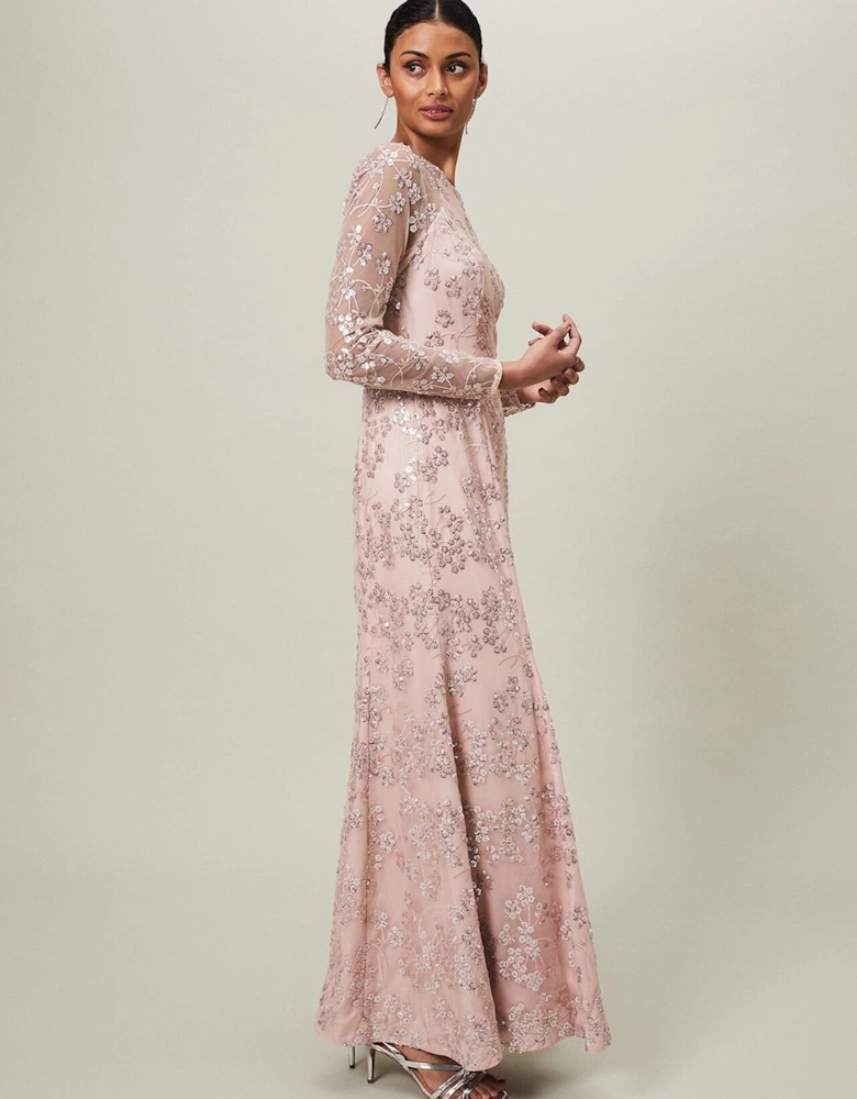 Natalya Sequin Floral Maxi Dress