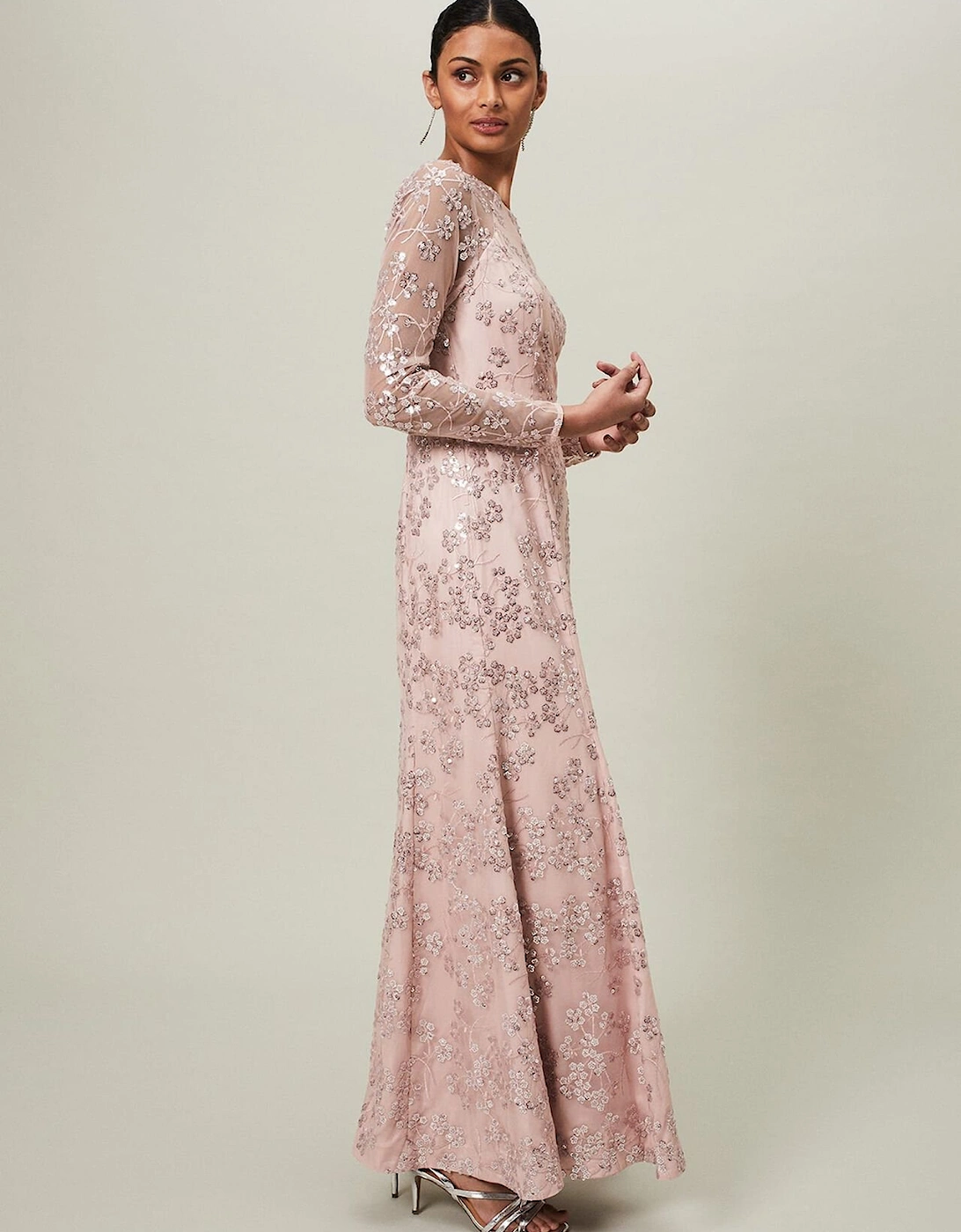 Natalya Sequin Floral Maxi Dress