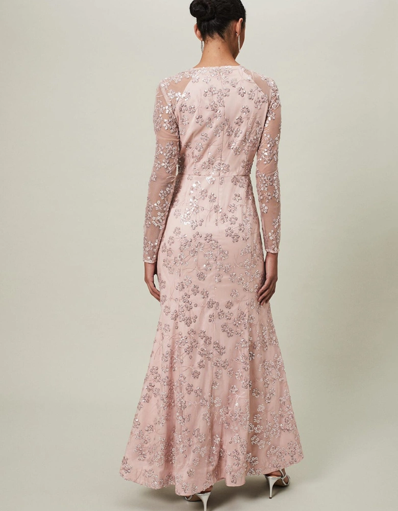 Natalya Sequin Floral Maxi Dress