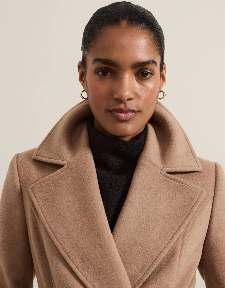 Livvy Wool Camel Trench Coat