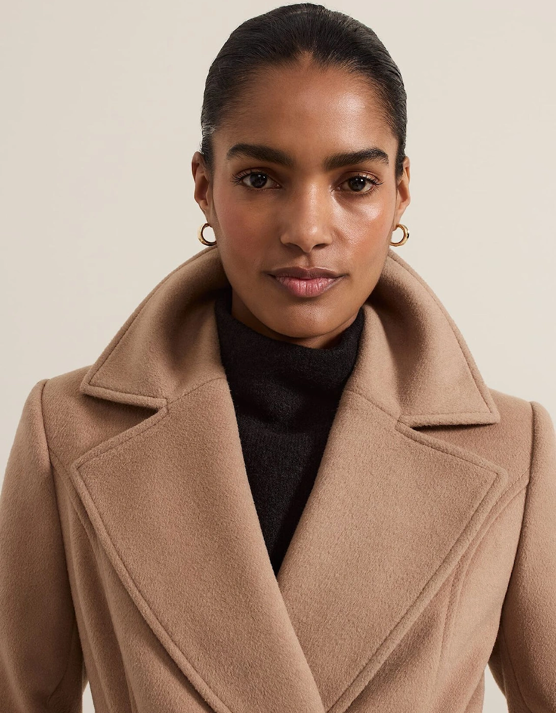 Livvy Wool Camel Trench Coat