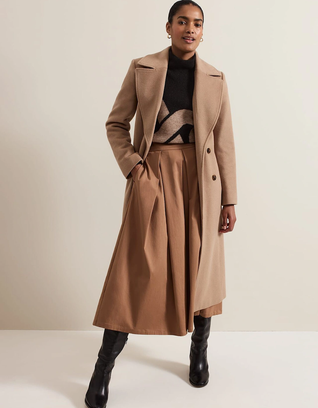 Livvy Wool Camel Trench Coat