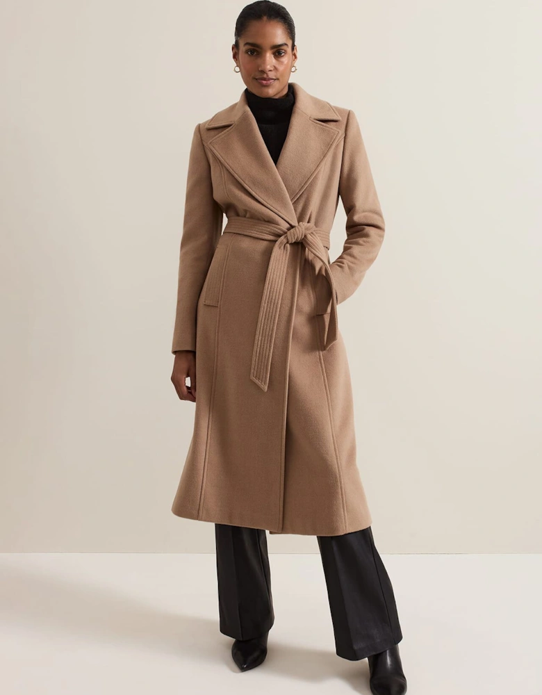 Livvy Wool Camel Trench Coat