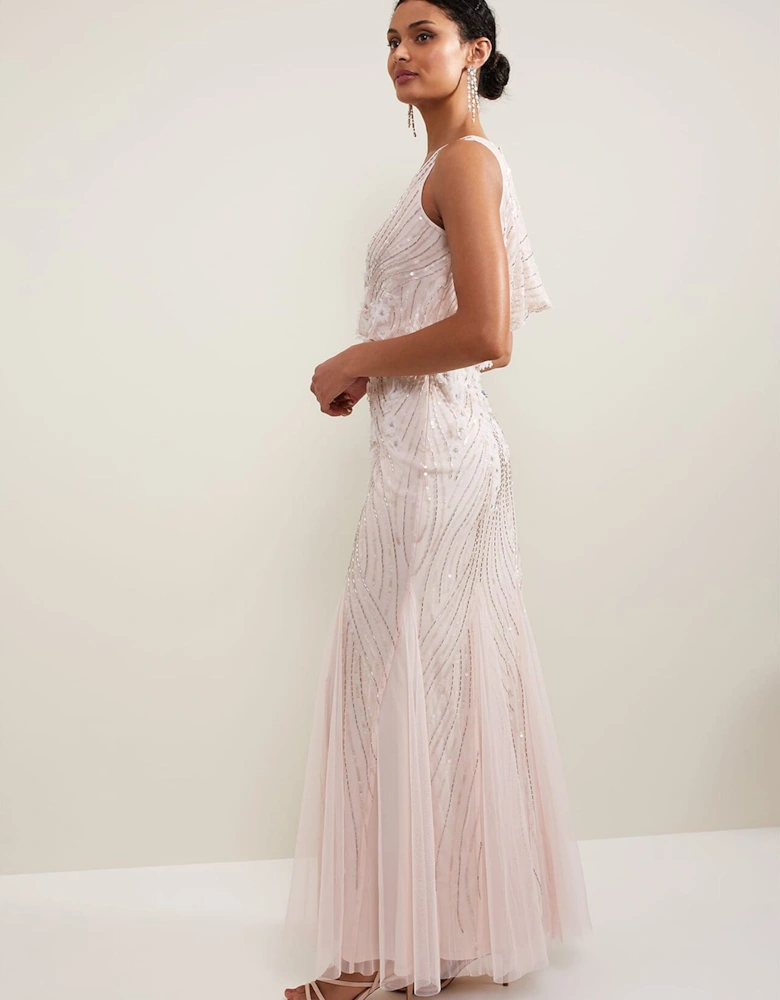 Lexi Ditsy Beaded Cowl Maxi Dress