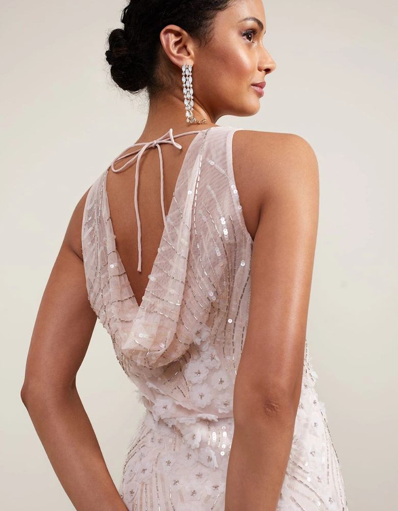 Lexi Ditsy Beaded Cowl Maxi Dress