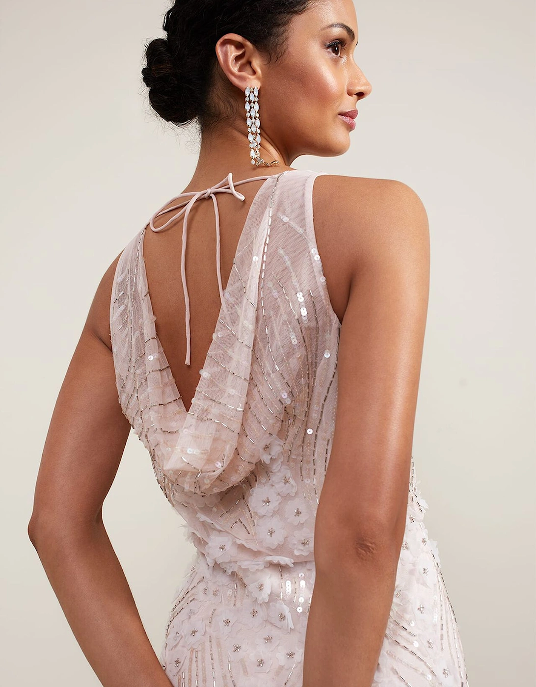Lexi Ditsy Beaded Cowl Maxi Dress