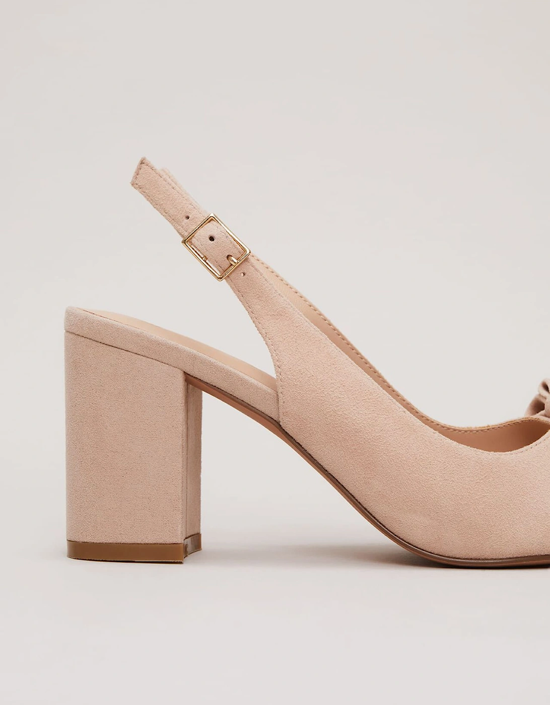 Bow Front Slingback Block Heel Shoes