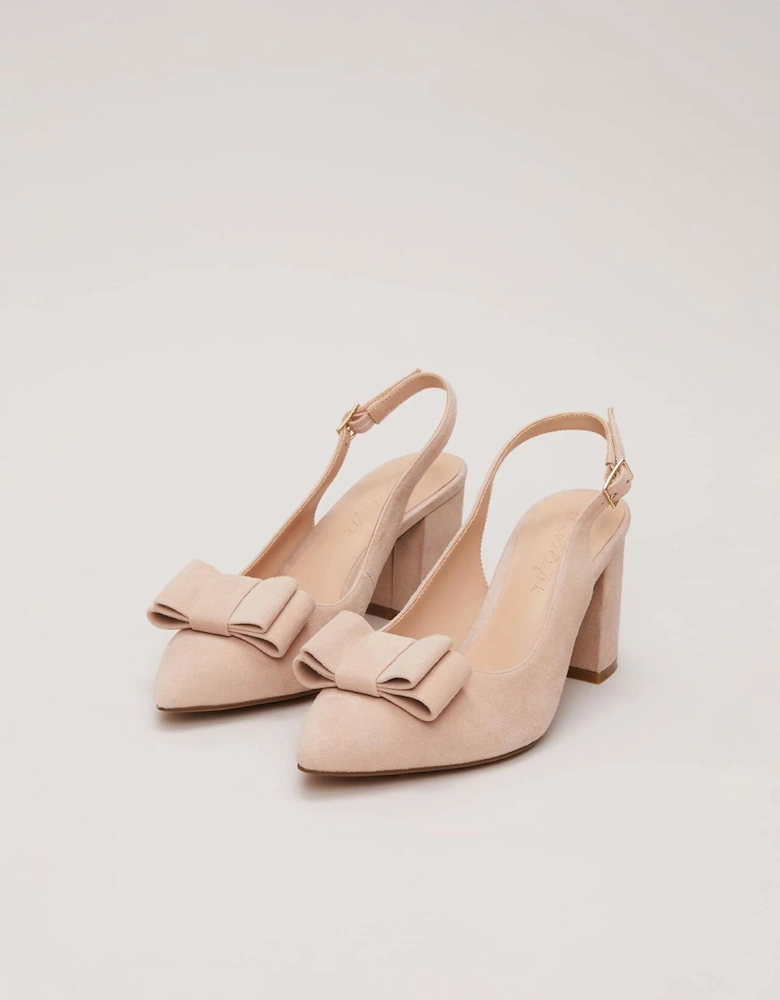 Bow Front Slingback Block Heel Shoes