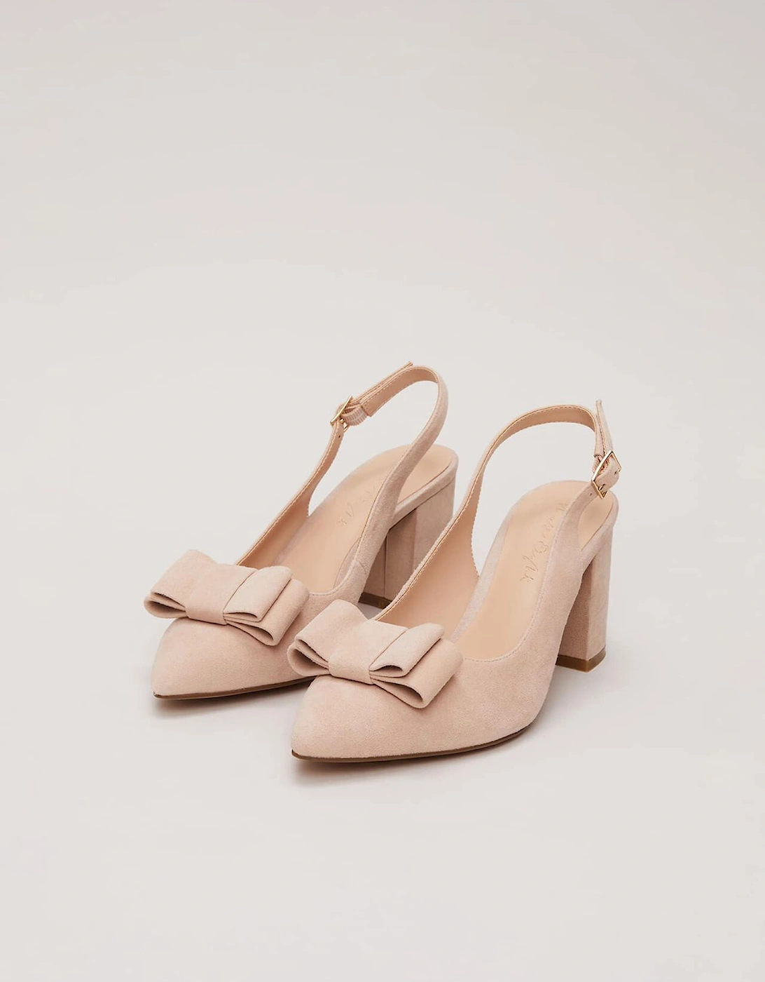 Bow Front Slingback Block Heel Shoes