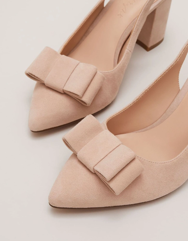 Bow Front Slingback Block Heel Shoes