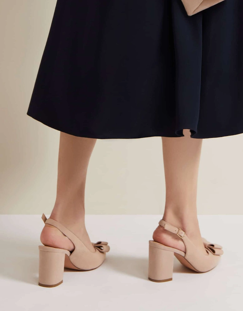 Bow Front Slingback Block Heel Shoes