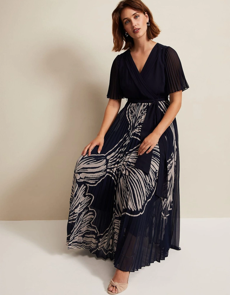 Abigail Printed Pleat Midaxi Dress