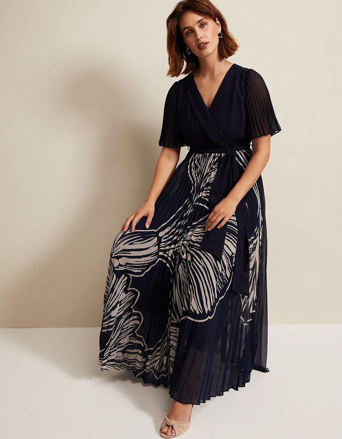 Abigail Printed Pleat Midaxi Dress