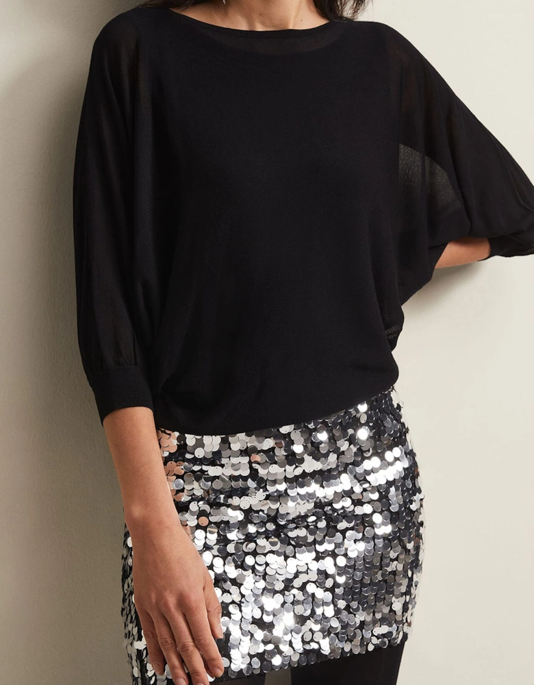 Becca Silver Sequin Batwing Mini Dress