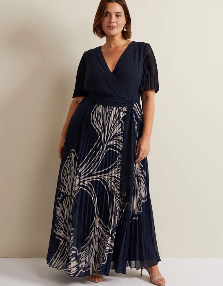 Abigail Printed Pleat Midaxi Dress