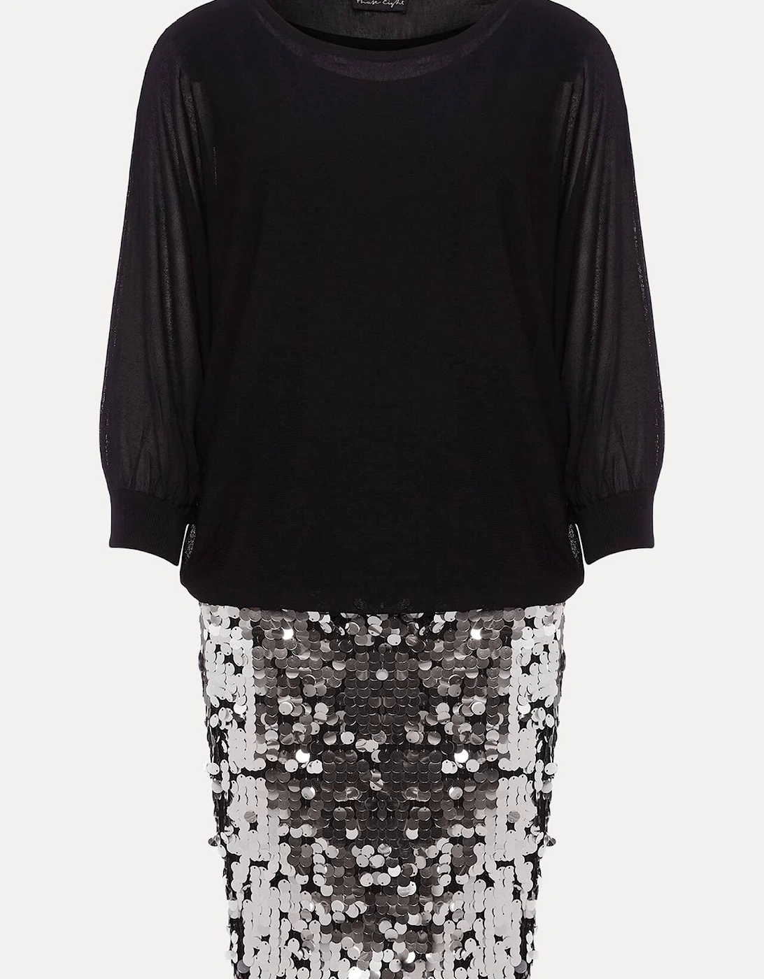 Becca Silver Sequin Batwing Mini Dress