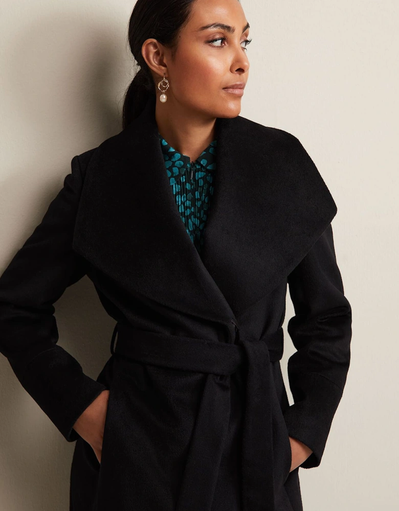 Petite Nicci Black Wool Smart Coat