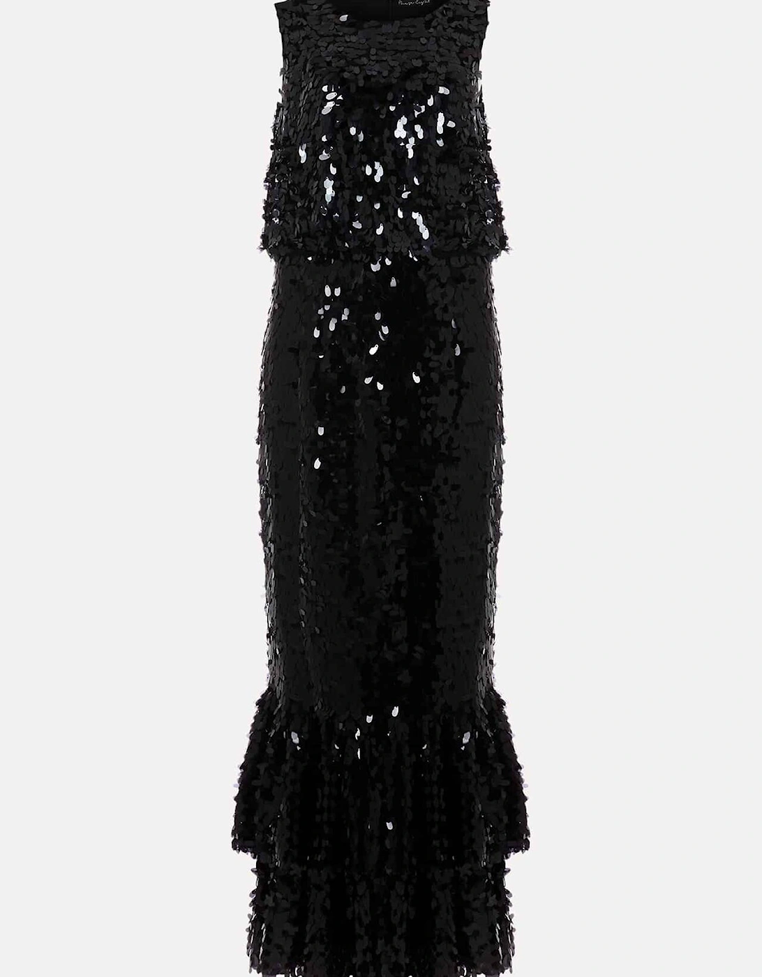 Elena Black Sequin Tiered Maxi Dress