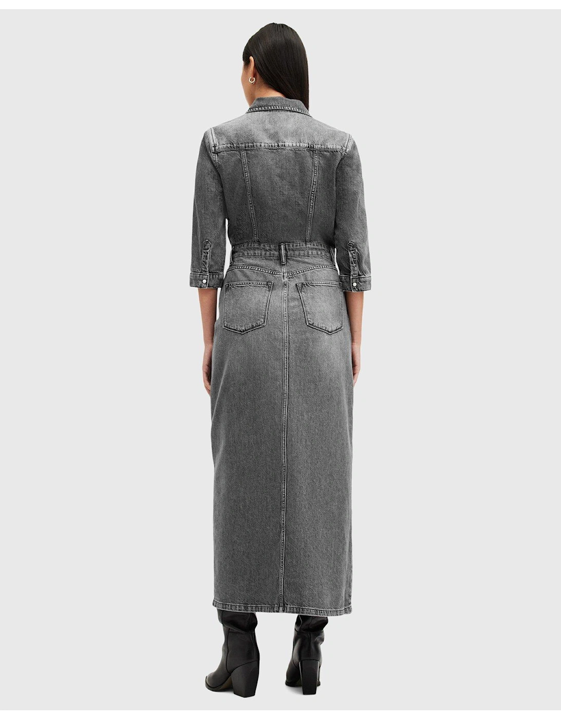 Blair Long Sleeve Denim Maxi Dress - Black