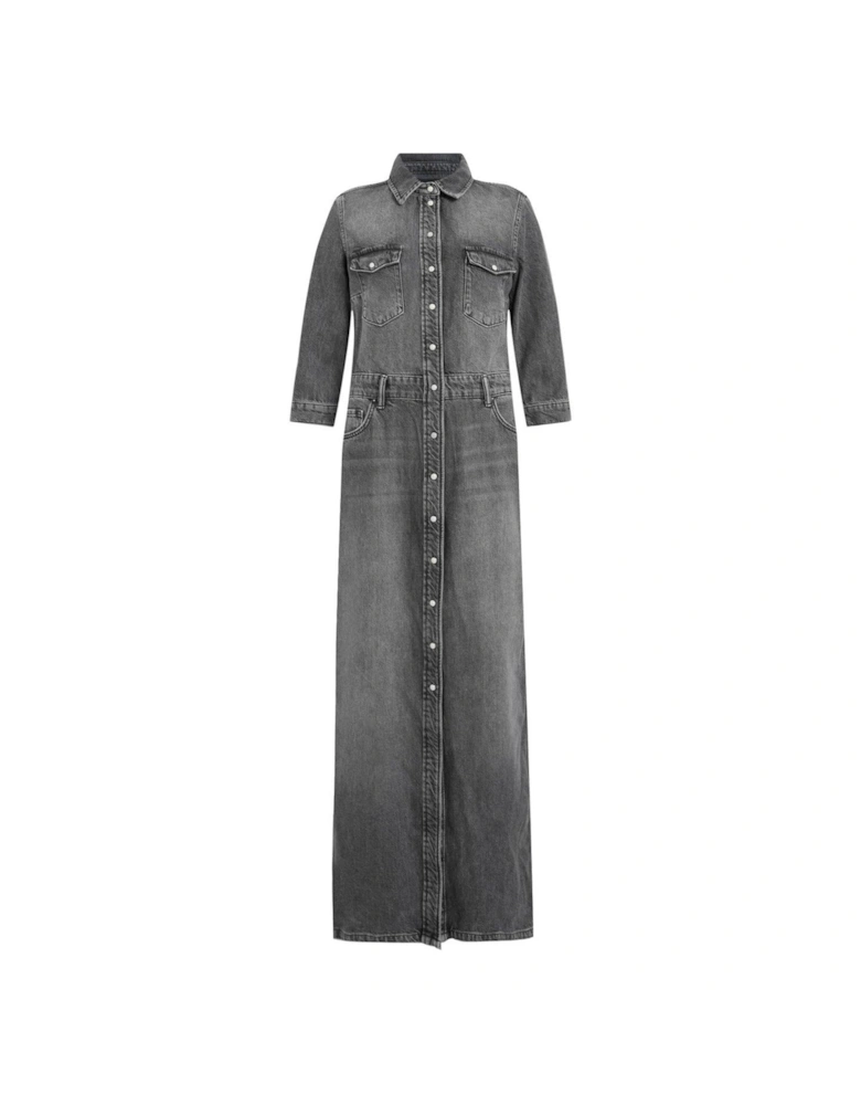 Blair Long Sleeve Denim Maxi Dress - Black