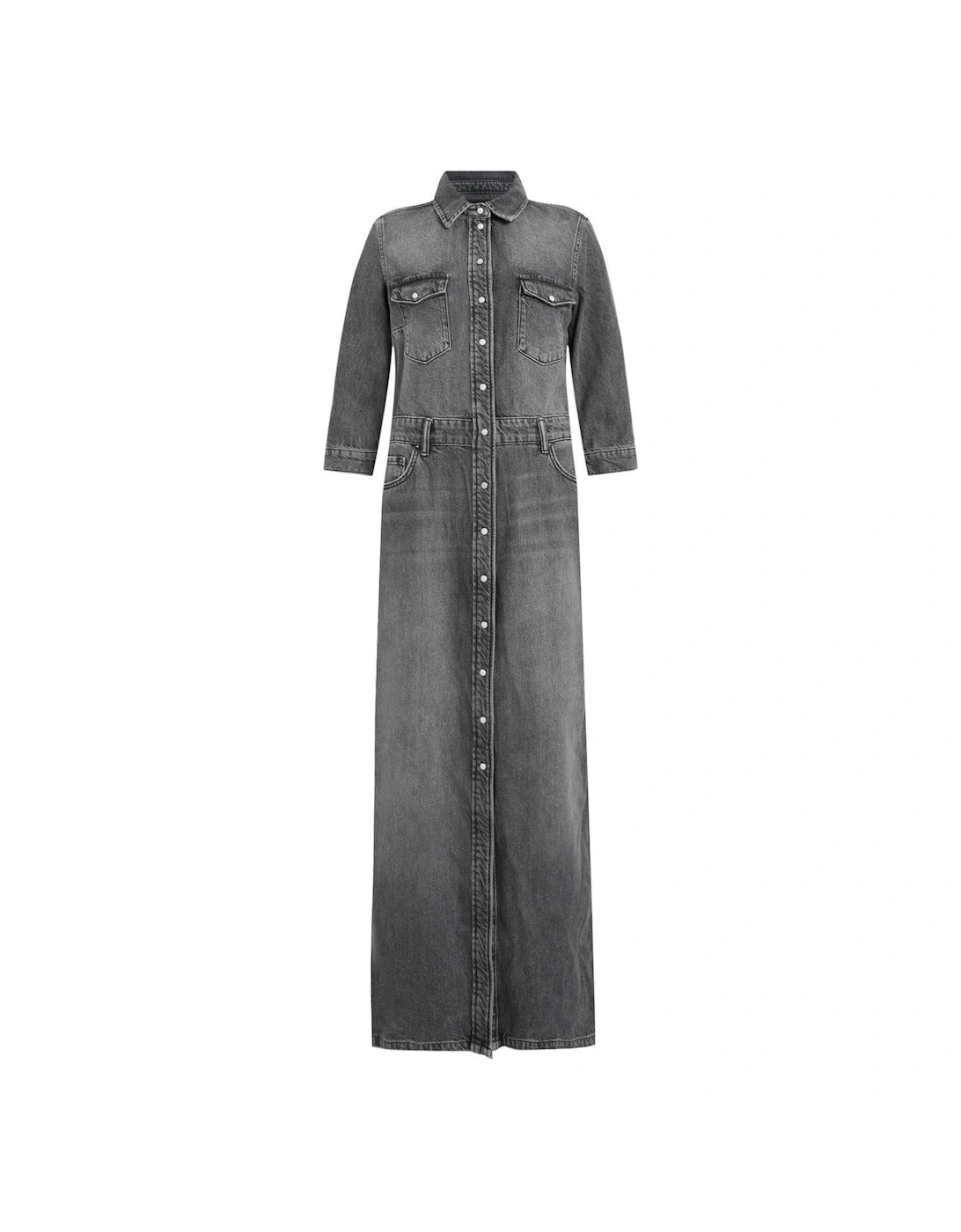 Blair Long Sleeve Denim Maxi Dress - Black