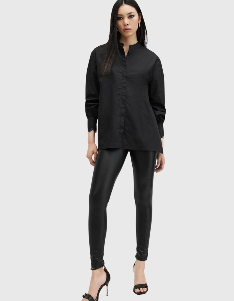 Ethel Lace Trim Shirt - Black