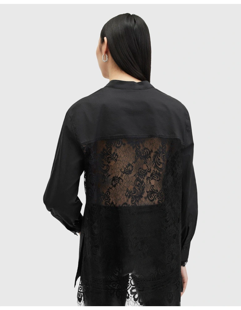 Ethel Lace Trim Shirt - Black