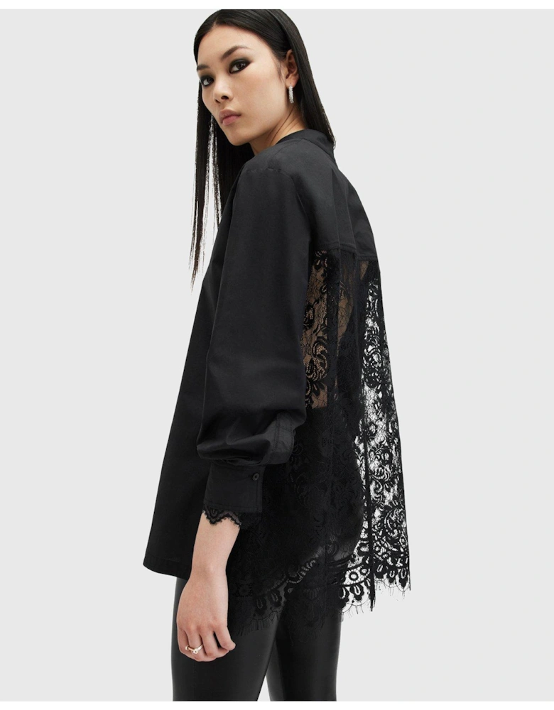 Ethel Lace Trim Shirt - Black