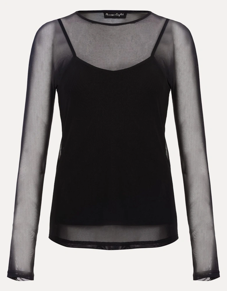 Eleena Black Mesh Top