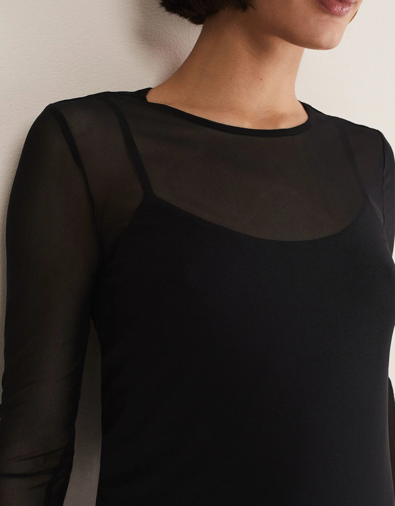 Eleena Black Mesh Top