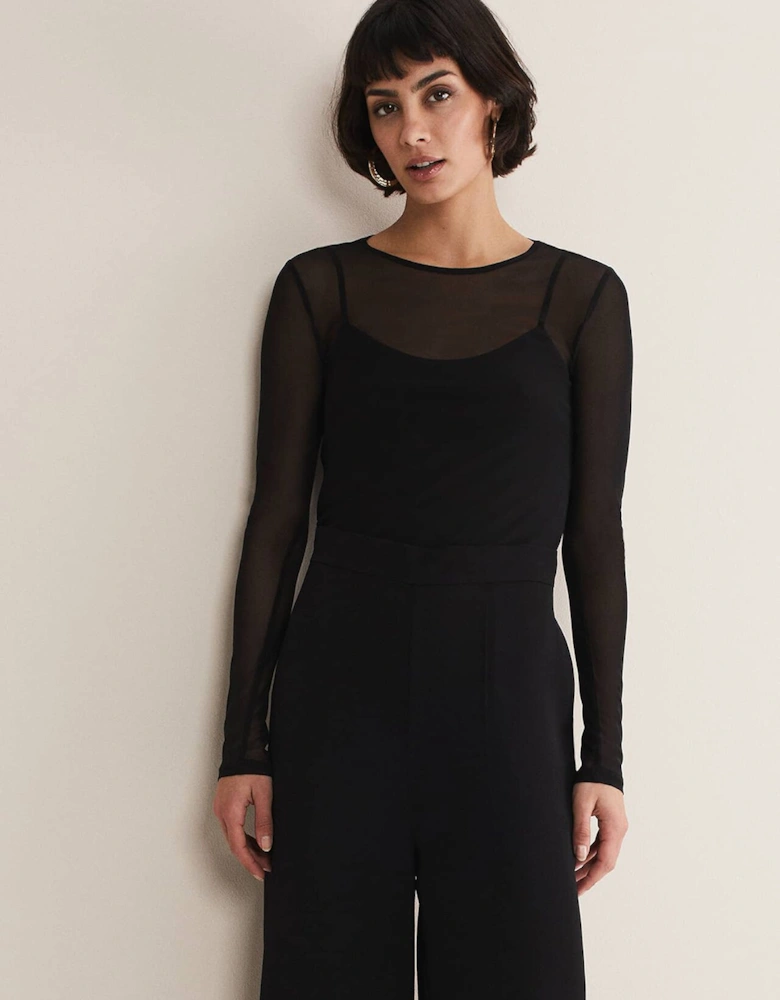 Eleena Black Mesh Top
