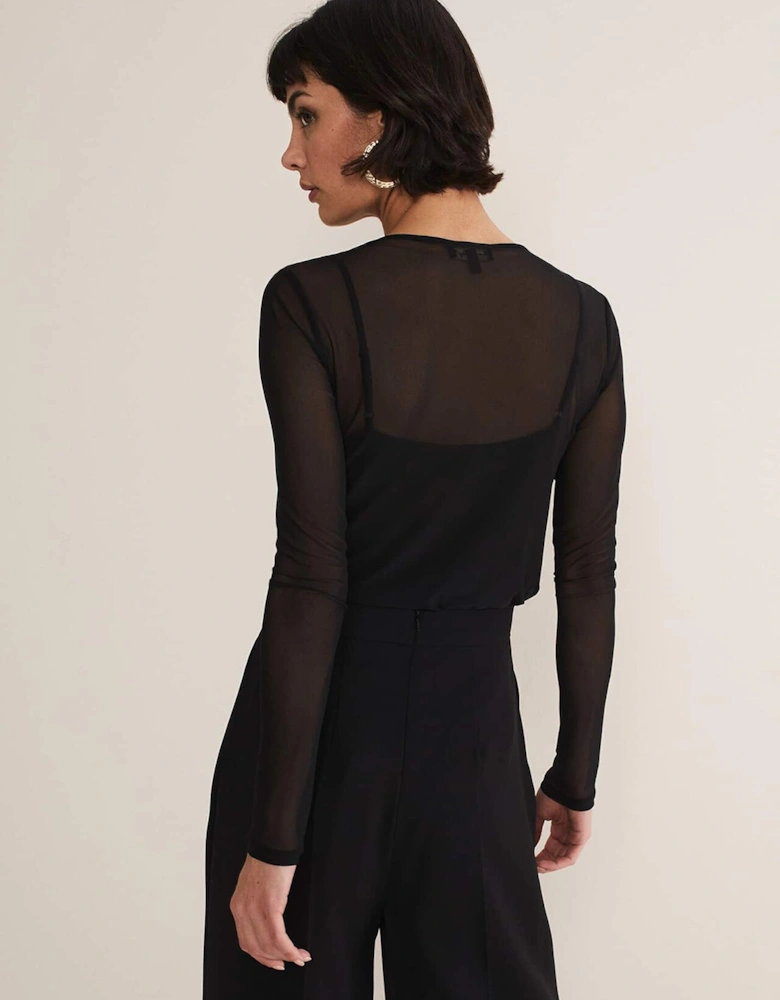 Eleena Black Mesh Top