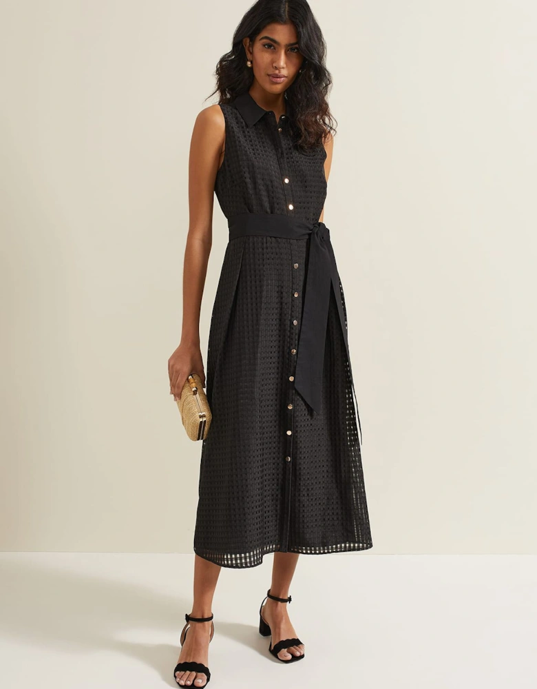 Carey Sleeveless Check Midi Dress