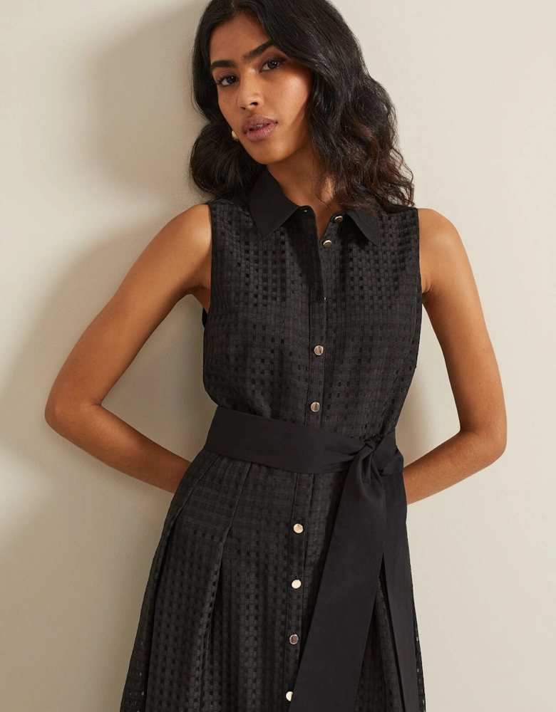 Carey Sleeveless Check Midi Dress