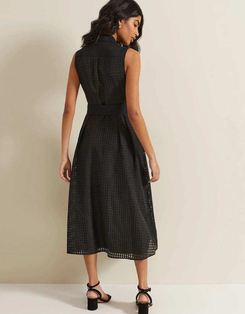 Carey Sleeveless Check Midi Dress