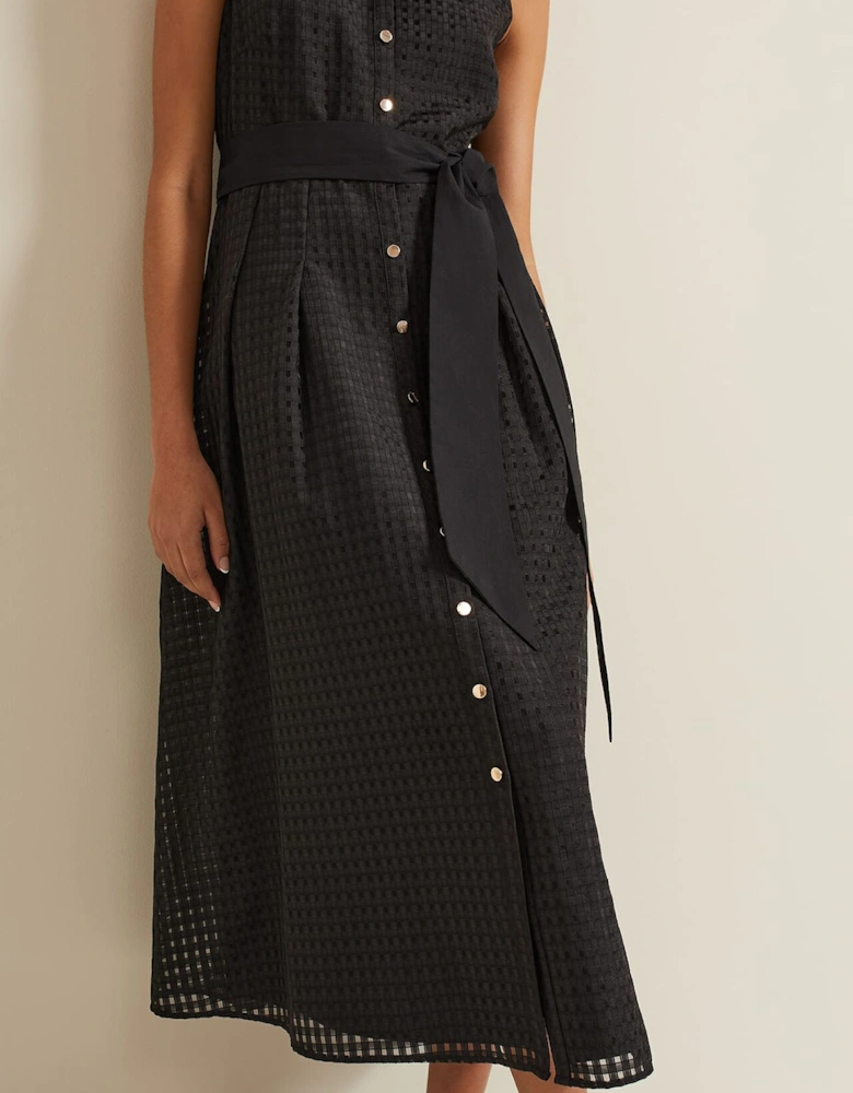 Carey Sleeveless Check Midi Dress