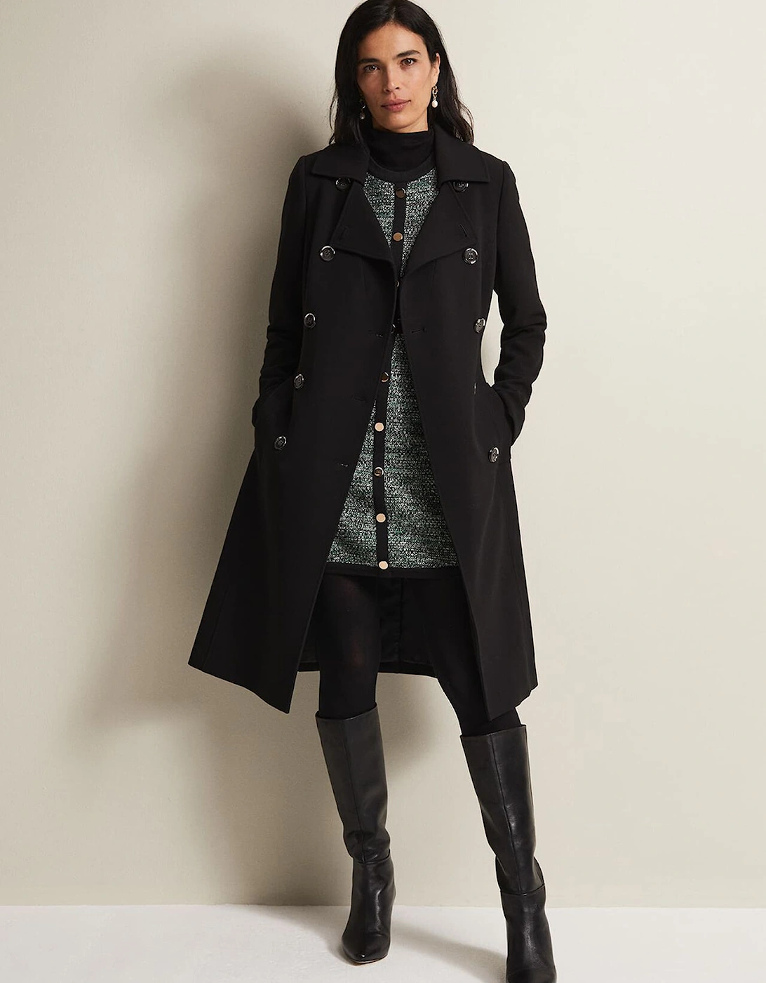 Layana Black Smart Trench Coat