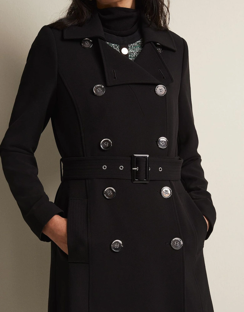 Layana Black Smart Trench Coat