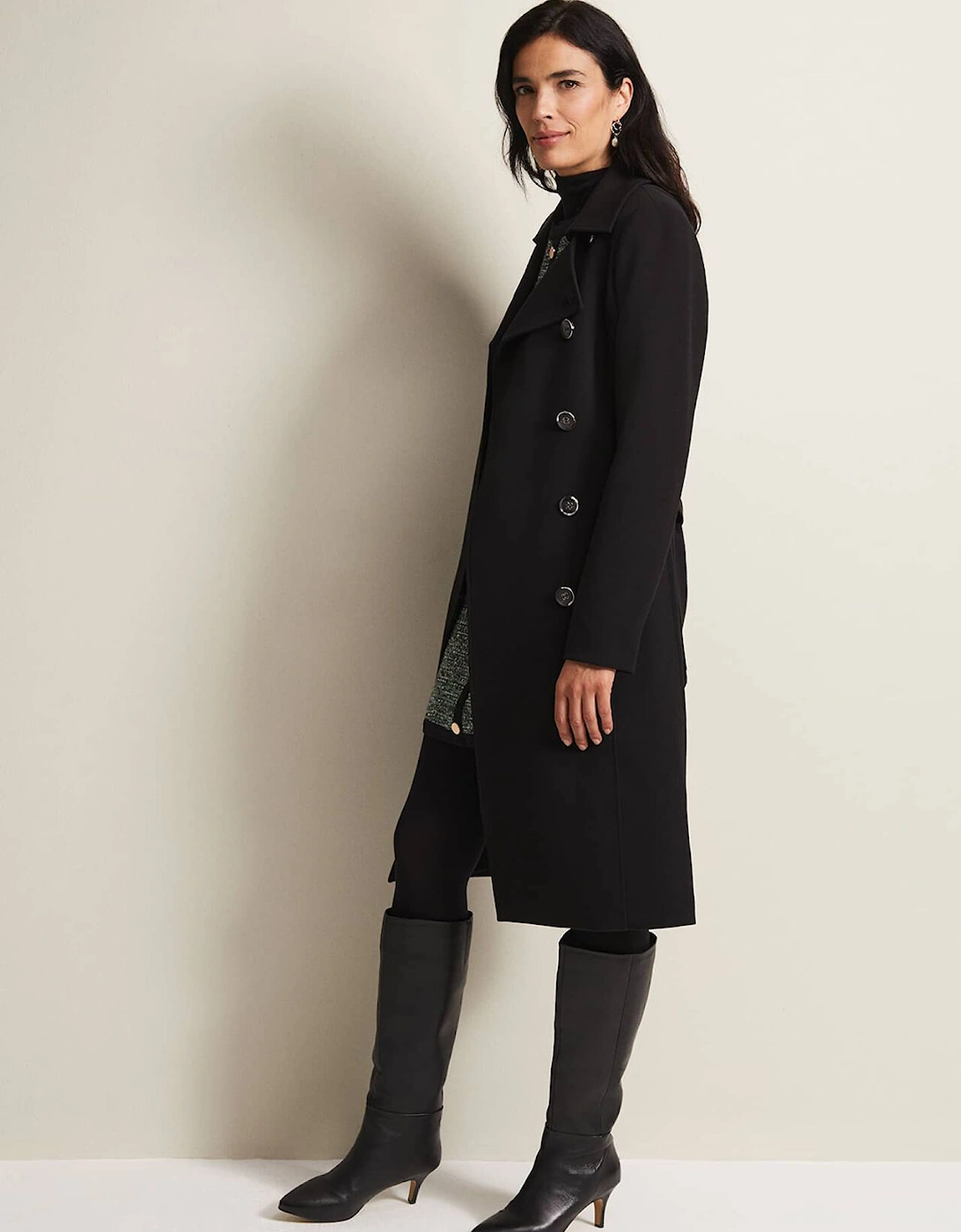 Layana Black Smart Trench Coat