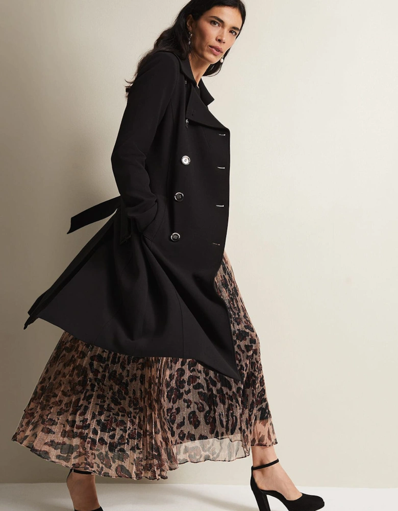 Layana Black Smart Trench Coat