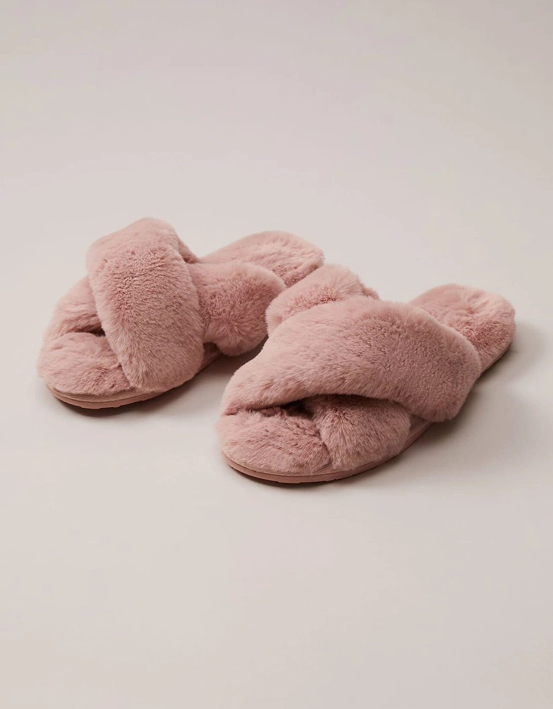 Pink Faux Fur Slider Slippers