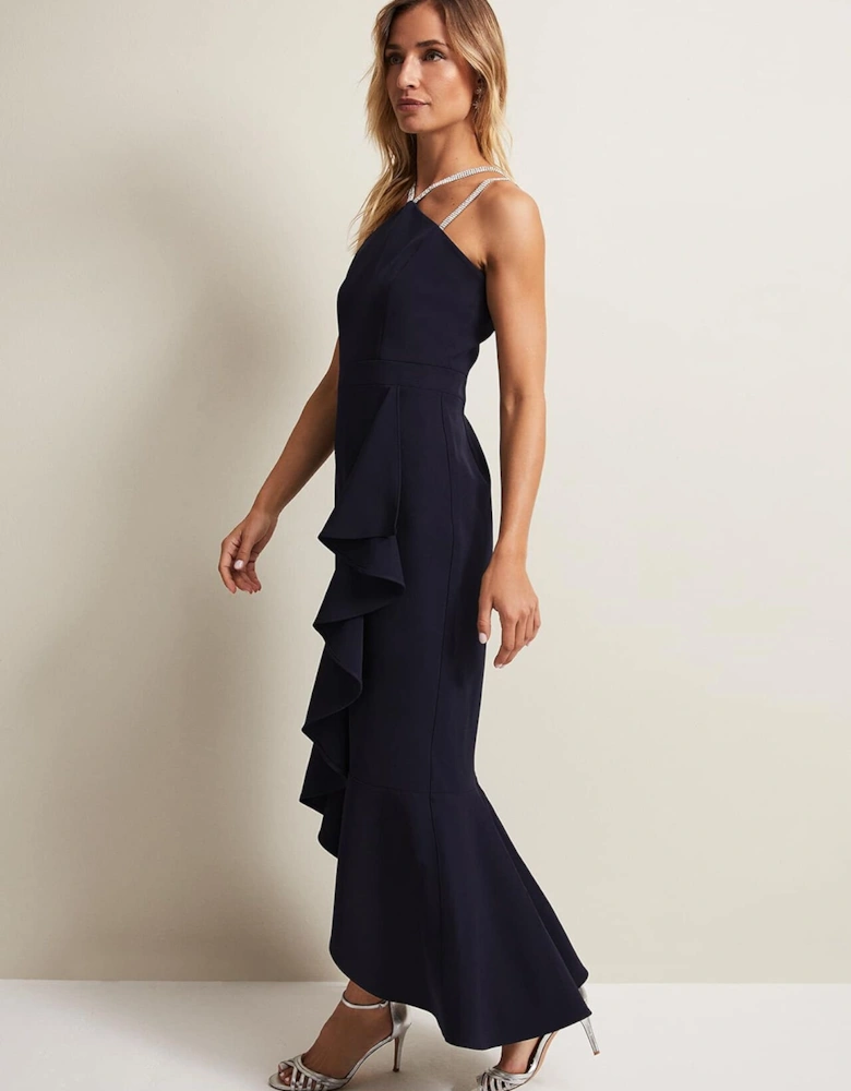 Chantal Navy Jewel Strap Maxi Dress