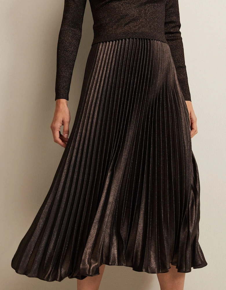 Isla Metallic Pleated Knitted Dress