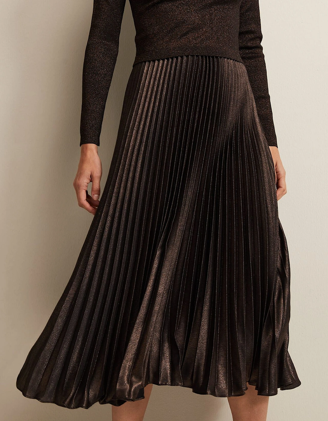 Isla Metallic Pleated Knitted Dress