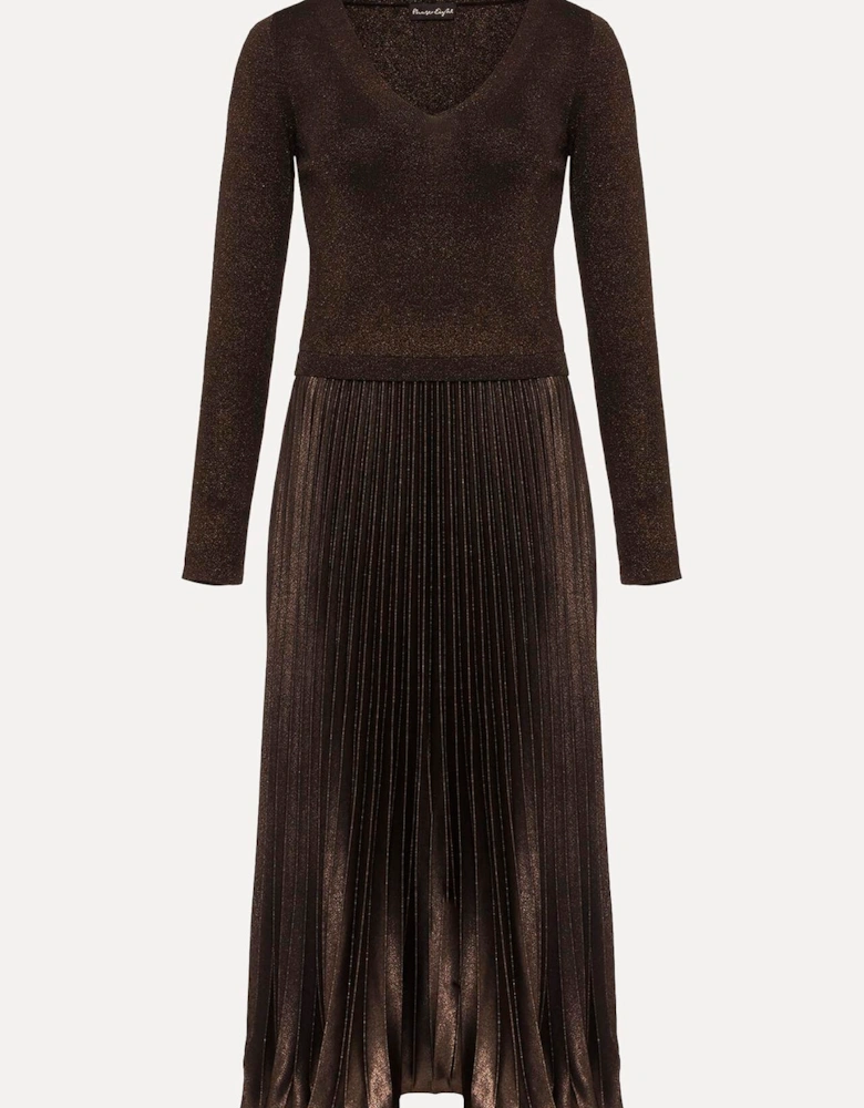 Isla Metallic Pleated Knitted Dress