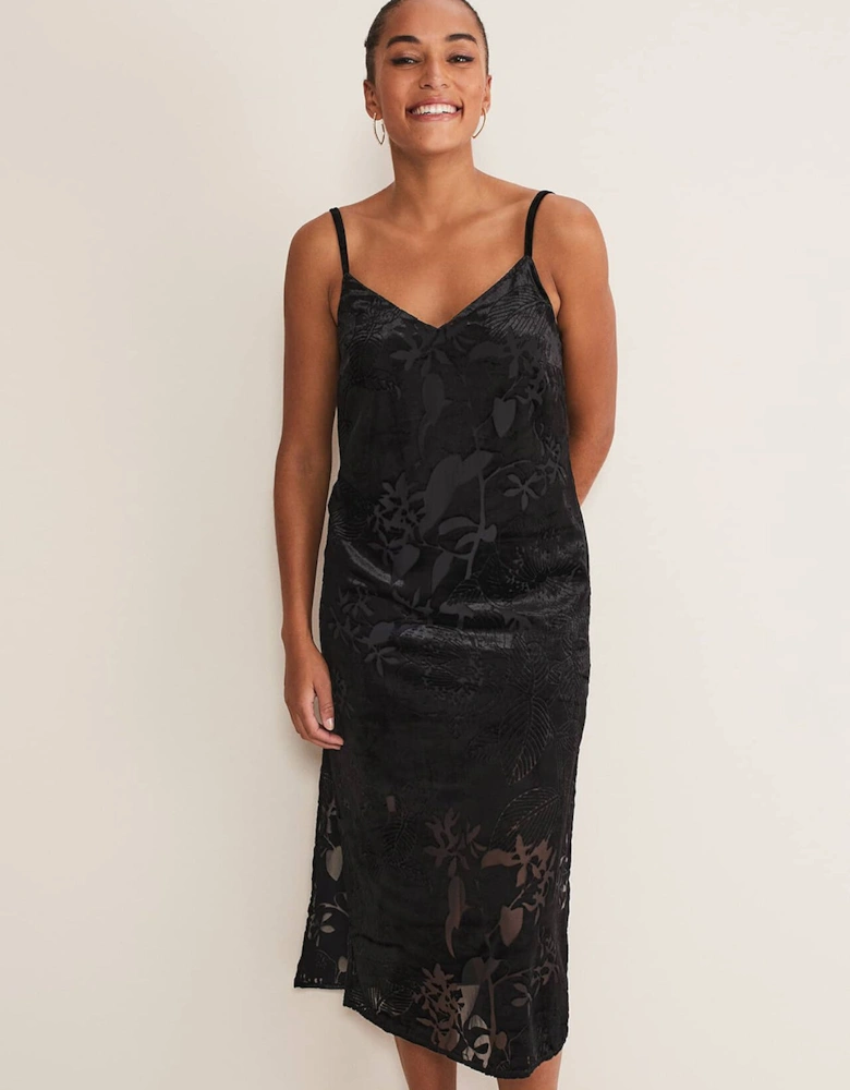 Fayette Textured Velvet Slip Dress